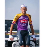 2021 champion cycling jersey suits alpecin fenix kalas uci pro team bike shirt ropa ciclismo maillot yellowpurple short sleeve
