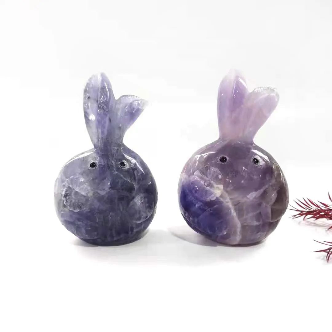 

Natural Healing Crystal Statue Lovely Animal Rabbit Head Sculpture For Decor HML