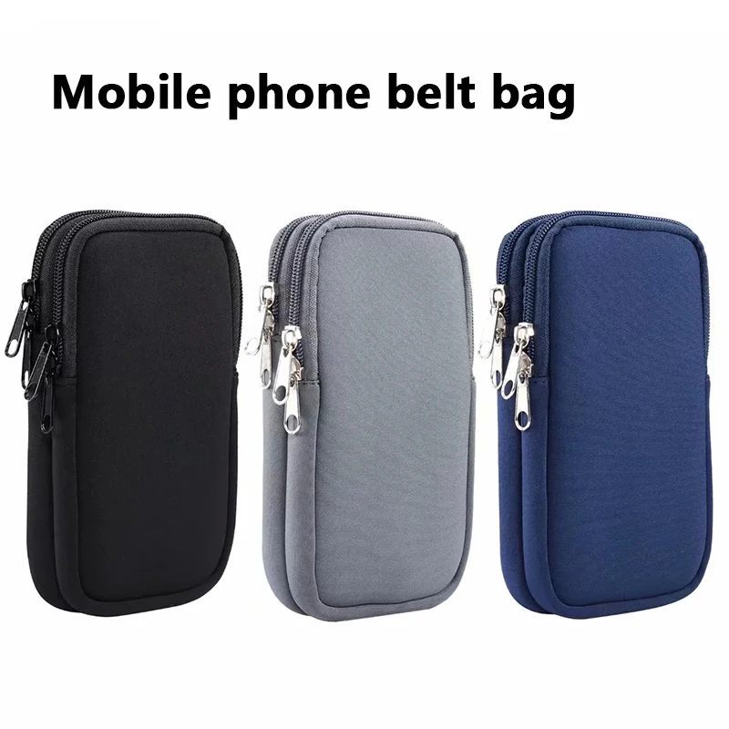 

6,9 дюймовая двухслойная мужская сумка на ремень на молнии, универсальная вертикальная женская сумка, портативная подвесная Пряжка, сумка на ремень с ремешком