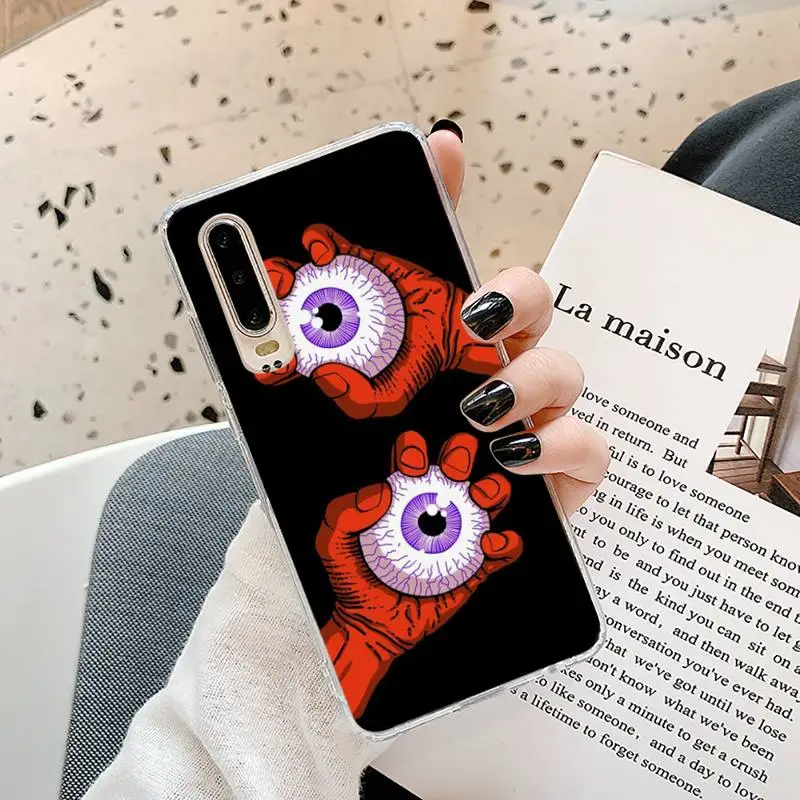 

Horror theme eyes hands Phone Case Transparent for Samsung A71 S9 10 20 HUAWEI p30 40 honor 10i 8x xiaomi note 8 Pro 10t 11