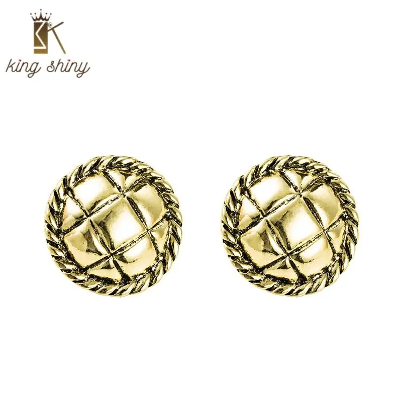 

Elegant Korean Button Shaped Stud Earrings for Woman Charm Geometric Round Statement Earrings Woman Party Jewelry Accessories