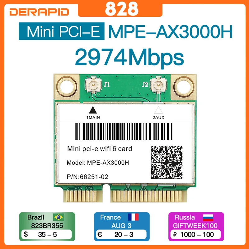 3000 Мбит/с Wi Fi 6 беспроводной адаптер мини PCI E карта Bluetooth 5 0 Wlan для ноутбука 802.11ax/ac 2