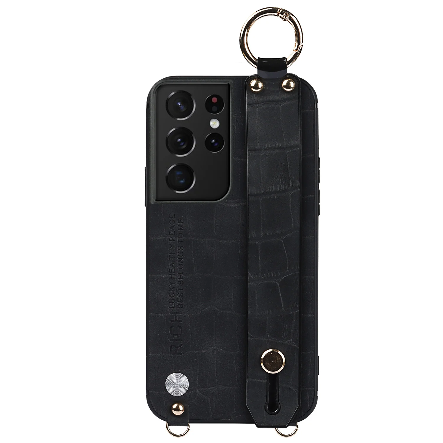 

Luxury Crocodile Leather Shoulder Strap Phone Case For Samsung Galaxy S21 Ultra Fashion Soft Wristband Bracelet Women Men Cover