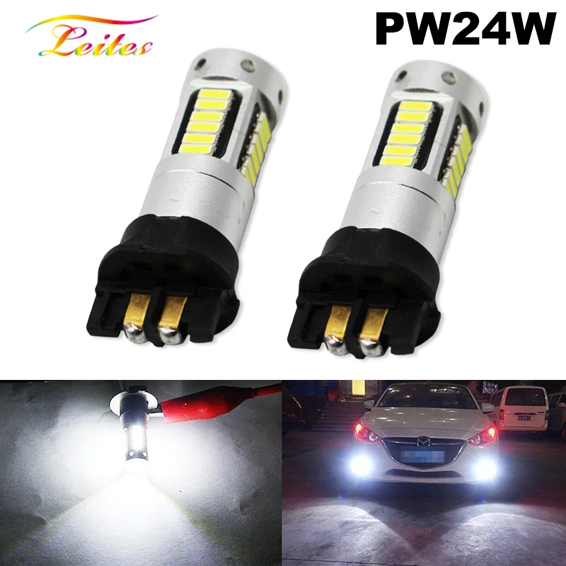 

2PCS Xenon White PW24W PWY24W LED Bulbs For Audi BMW Volkswagen Turn Signal Lights or Daytime Running Lights White/Amber