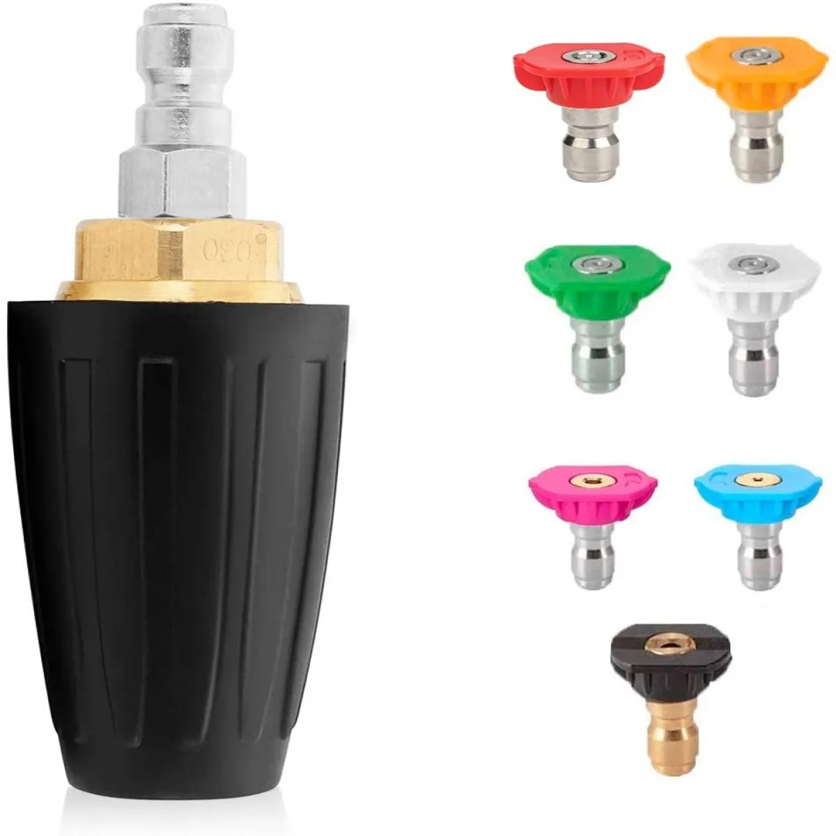 

8Pcs Pressure Washer Tips Rotating Turbo Nozzle with 7 Nozzle 1/4 Quick Connect Pressure Washer Accessories Nozzles Kit