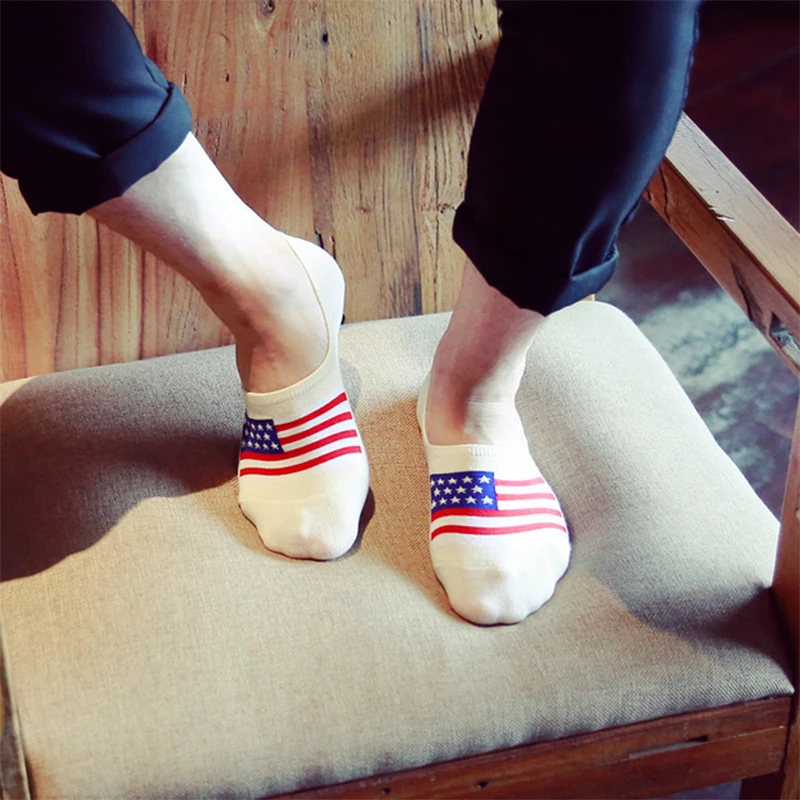 3 пары/Лот = 6 шт. мужские хлопковые Невидимые Носки с рисунком флага