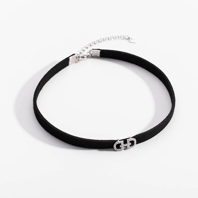 

925 Sterling Silver Letter D Collar Female Neck Band Choker Clavicle Chain 2021new Neck Band Short Neck Necklace