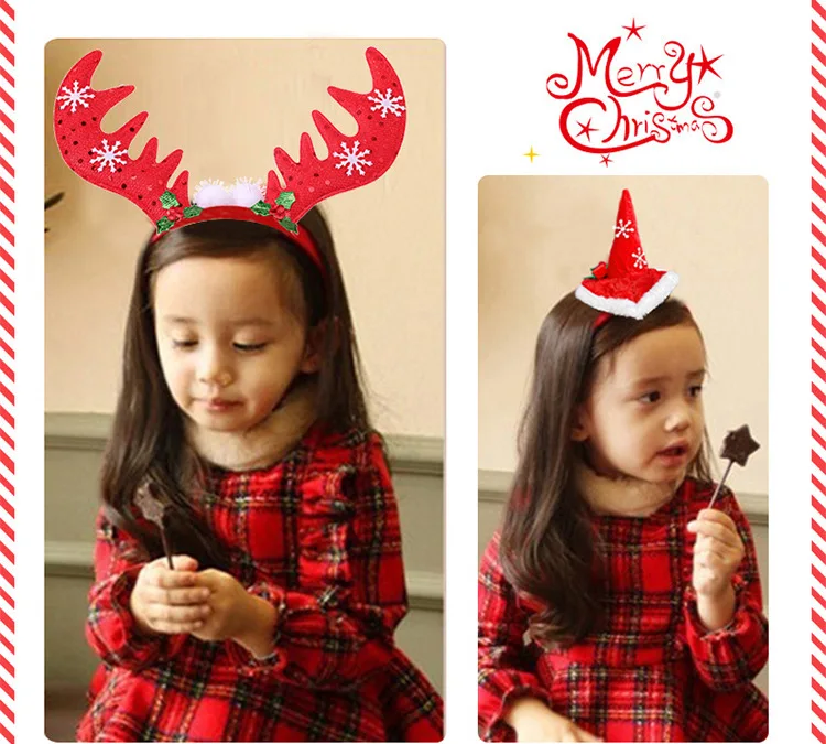 

2021 New Year Women Girls Cute Christmas Antlers Santa Claus Hairbands Sweet Hair Decorate Headband Fashion Hair Accessories