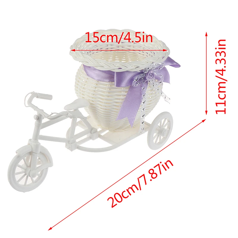 

Handmade Flower Vase Rattan Bicycle Bike Flower Basket Home Garden Wedding Decoration Flower Vase Pots Storage Container Gift
