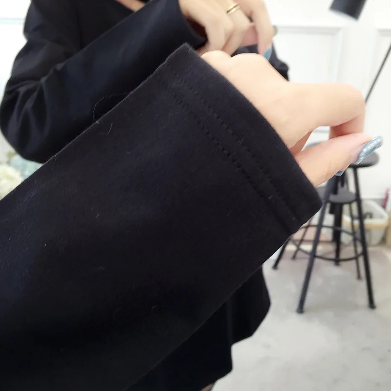 

New Female Oversize Tops Fashion Women Casual Clothing With Long Sleeve Tshirt Female T-shirt With Long Hem