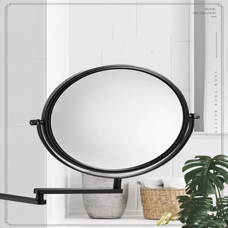 

Bathroom Black Hole-Free Makeup Mirror Wall-Mounted Magnifying Beauty Mirror Telescopic Folding Rotating Double-Sided Mirror