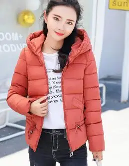 B3439 Новая женская одежда осень зима короткая стильная модная тонкая хлопковая стеганая куртка пальто дешевая - Цвет: orange red