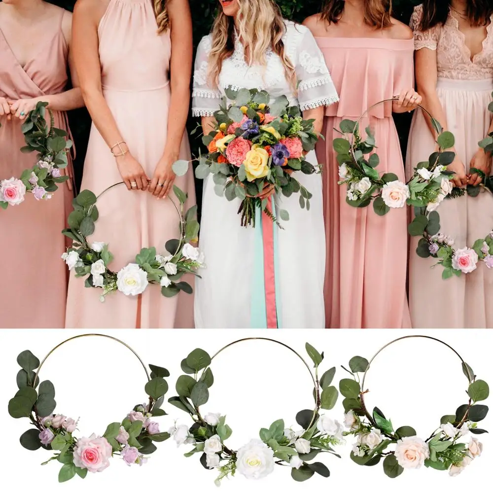 Металлическое кольцо венок со планкой ручная Цветочная Гирлянда подружки