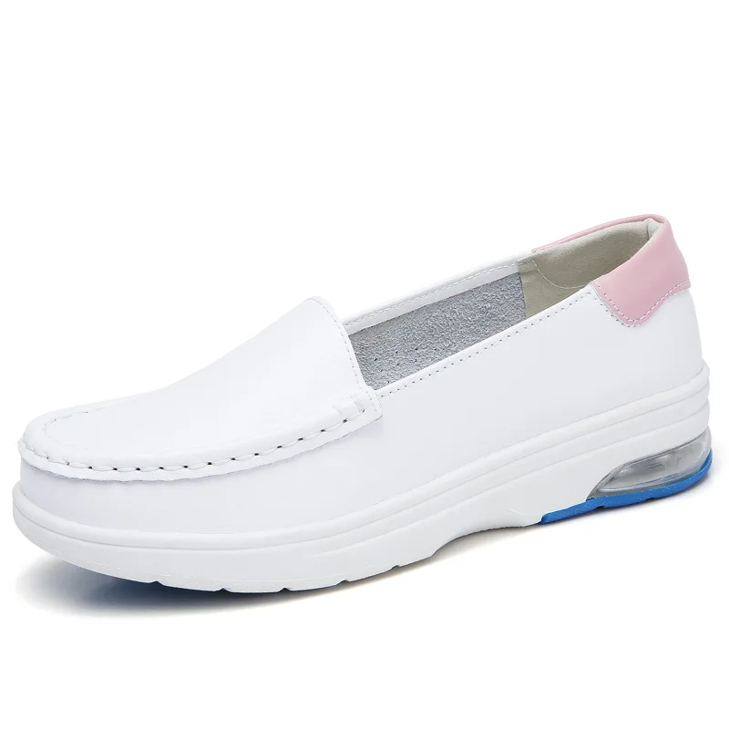 

2021 new leather nurse shoes soft sole white shoes cushion comfortable sneakers women running shoes zapatos de mujer