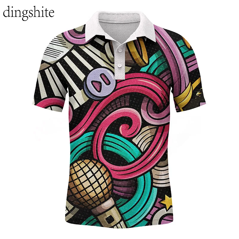 

Dingshite Graffiti 3D Pattern Digital Printed Trending Polo Shirt , European and American High Street Short Sleeve Tops T Shirt