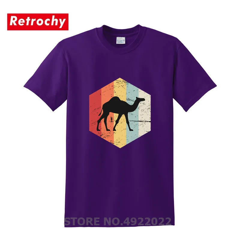 Мужская футболка в стиле ретро 70-х верблюд облегающая с принтом животных и