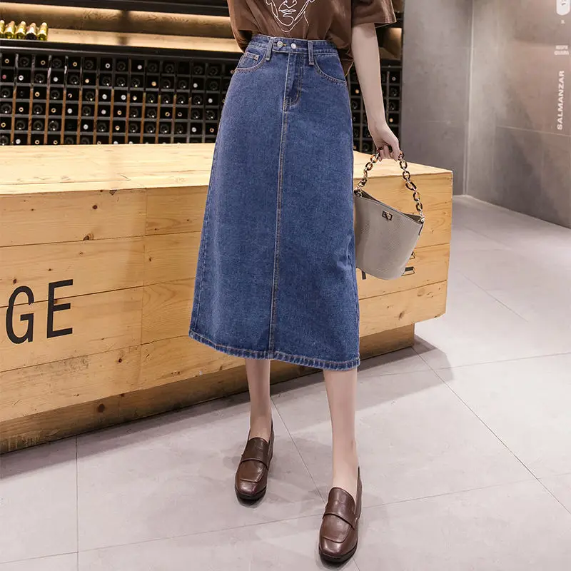 

Plus Size 2022 New Spring Women Skirts Casual High Waist Vintage Button Pockets Denim Skirt Fashion Elegant Sexy Ladies Skirts