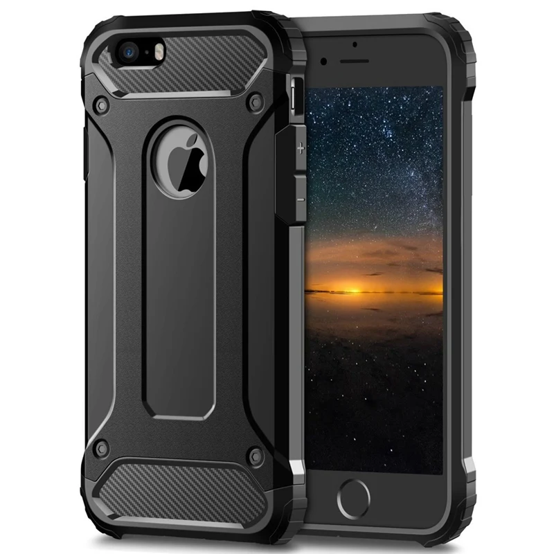 Черный Прочный защитный чехол для iPhone 11 Pro Max 5S 5 Se 5C 6 6S 7 7G 8 Plus X XR XS Max чехол сверхпрочный противоударный чехол - Цвет: Черный