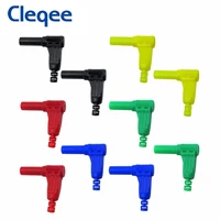 cleqee p3014 10pcs high quality right angle 4mm shrouded banana plug safety type self assembly diy connectors 90 degree adapter