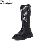 daitife western cowboy boots womens autumn and winter new style europe and the united states all match thin v mouth martin boot