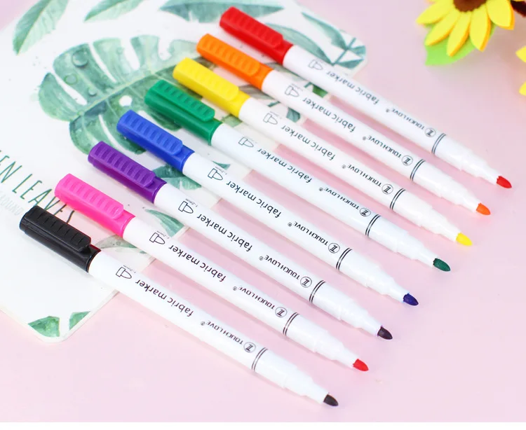 

8Pcs Clothes Textile Markers Fabric Paint Pens DIY Crafts T-shirt Pigment Paint