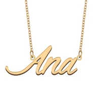 ana name necklace for women stainless steel jewelry 18k gold plated alphabet nameplate pendant femme mother girlfriend gift