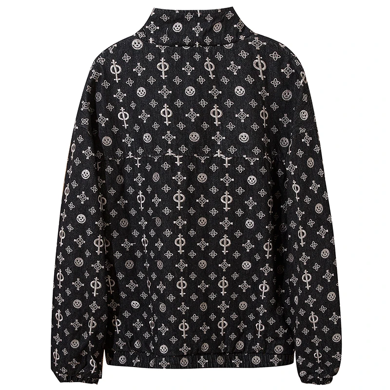 Джинсовая куртка на молнии с вышивкой мужская ветровка в стиле хип-хоп Мужская