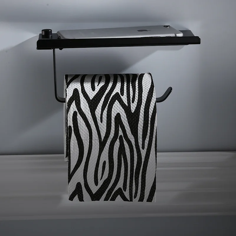 

Vidric Toilet Paper Holder Wall Mounted Bathroom Accessories Fixture Black Tissue Holder Aluminum Roll Paper Holders Brief Tissu