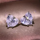 Серьги-гвоздики CAOSHI с изысканным дизайном в форме сердца для женщин, ослепительные циркониевые аксессуары, подарок, Модные женские ювелирные изделия для помолвки