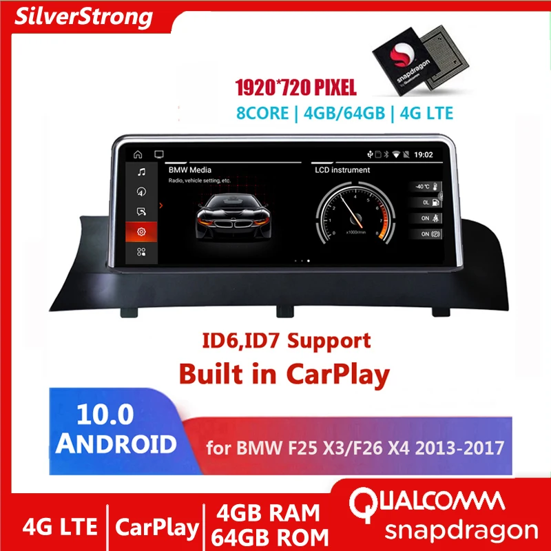 

1920*720 4G LTE 10.25" 8Core Android10 Car Multimedia Player for BMW X3 F25 X4 F26 2011-2018 Auto Radio GPS Stereo CarPlay Audio