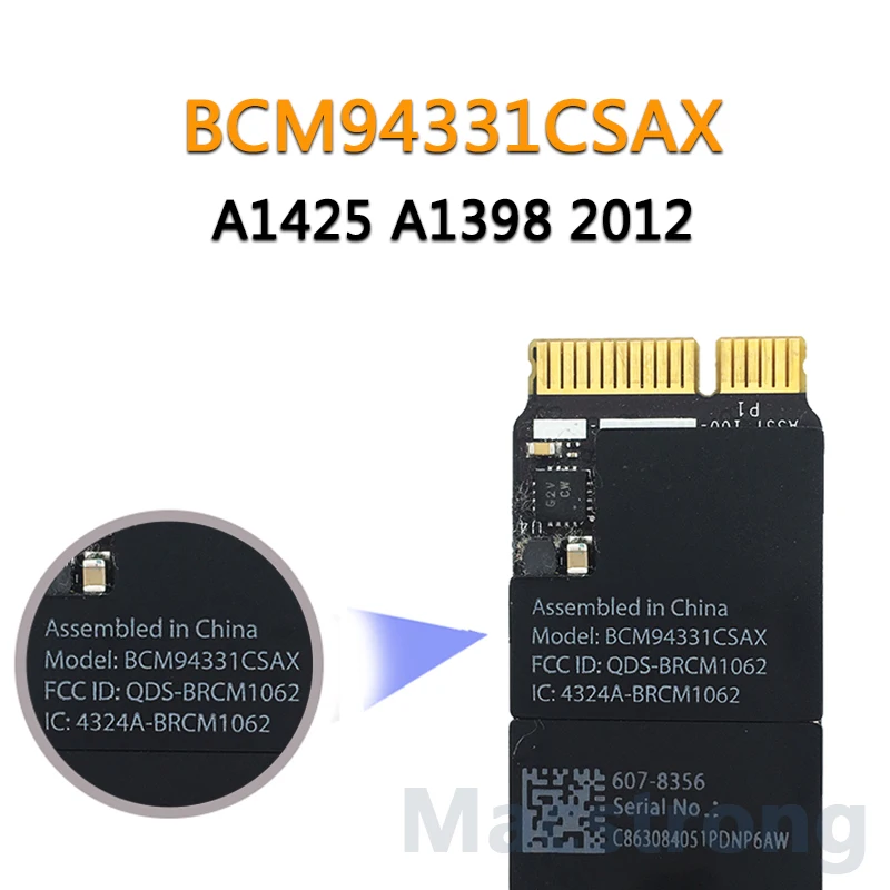 Оригинальная карта BCM94331CSAX для Macbook Pro Retina A1398 Wi-Fi A1425 Bluetooth 4 0 802.11n 607-8356 MD212 MD213 2012 |