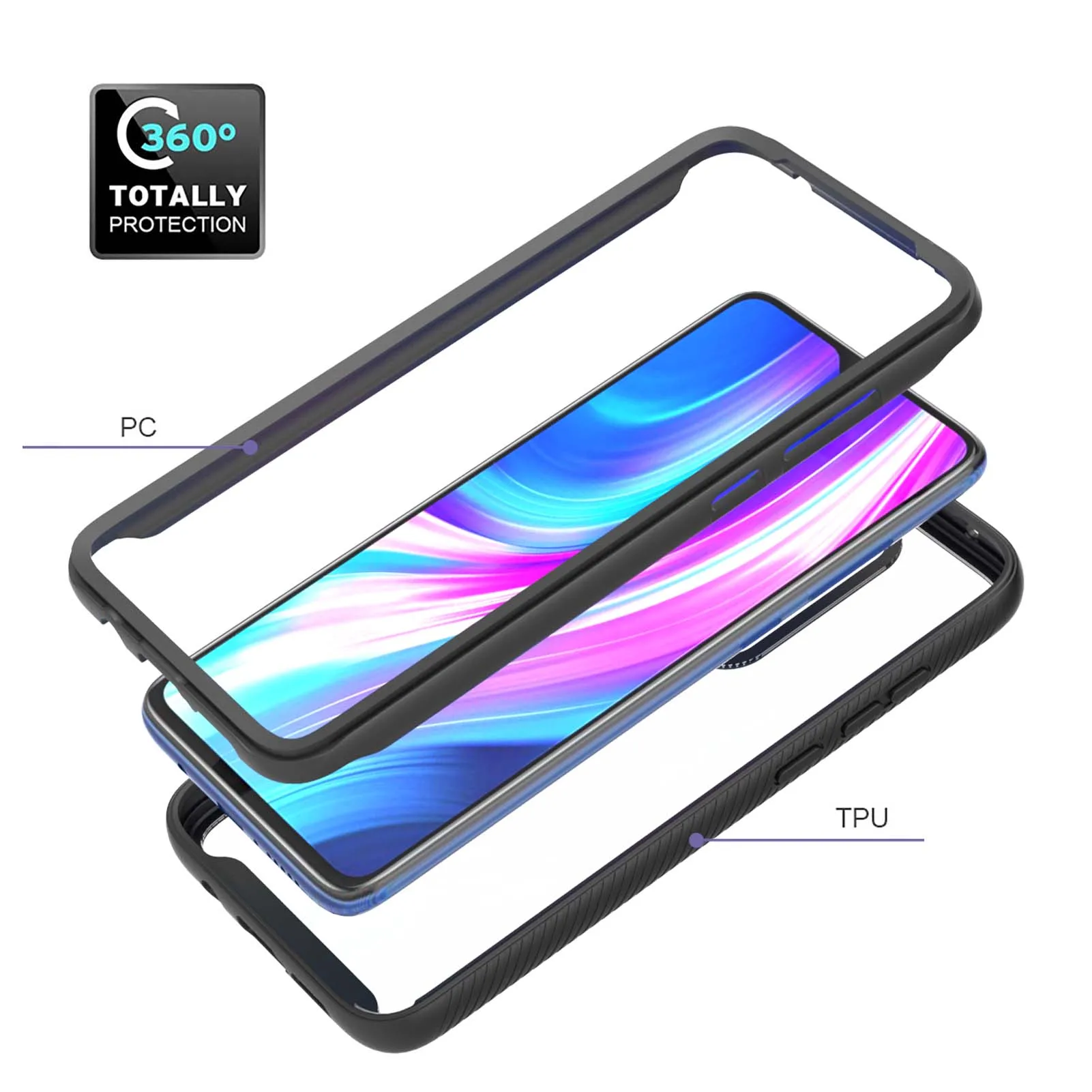 

Shockproof Armor Phone Cover For Xiaomi Redmi Note 8 Pro Slim Case with Front Frame