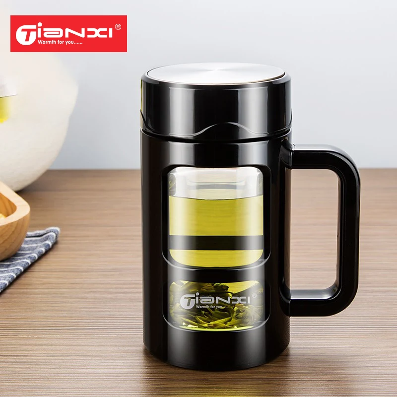 Стакан для чая TIANXI мужчин и женщин Мужская двухслойная стеклянная чашка в