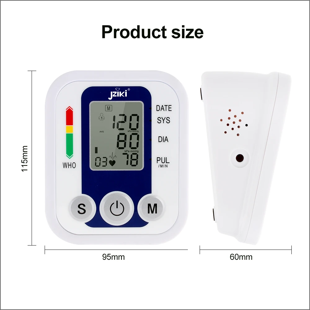 RZ Automatic Digital Upper Arm Blood Pressure Monitor Home Sphygmomanometer Pressure Gauge Heart Beat Rate Meter Tonometer
