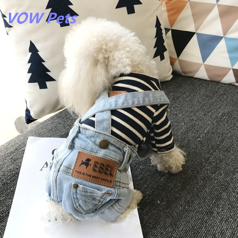 

VOW Pets Denim Pet Dog Overalls Spring Summer Puppy Vest Cowboy Dog Clothes Puppy Teddy Denim Costume Jacket 2020 New