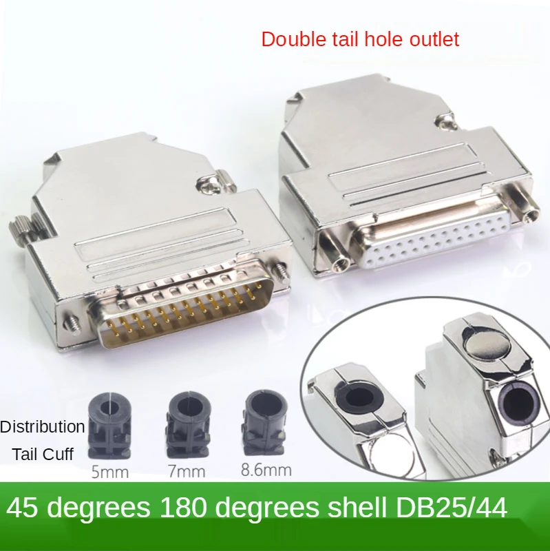 

Industrial-grade solid PIN DB25 male female connector 25-pin plug 45 degrees 180 degrees Double outlet the metal hood
