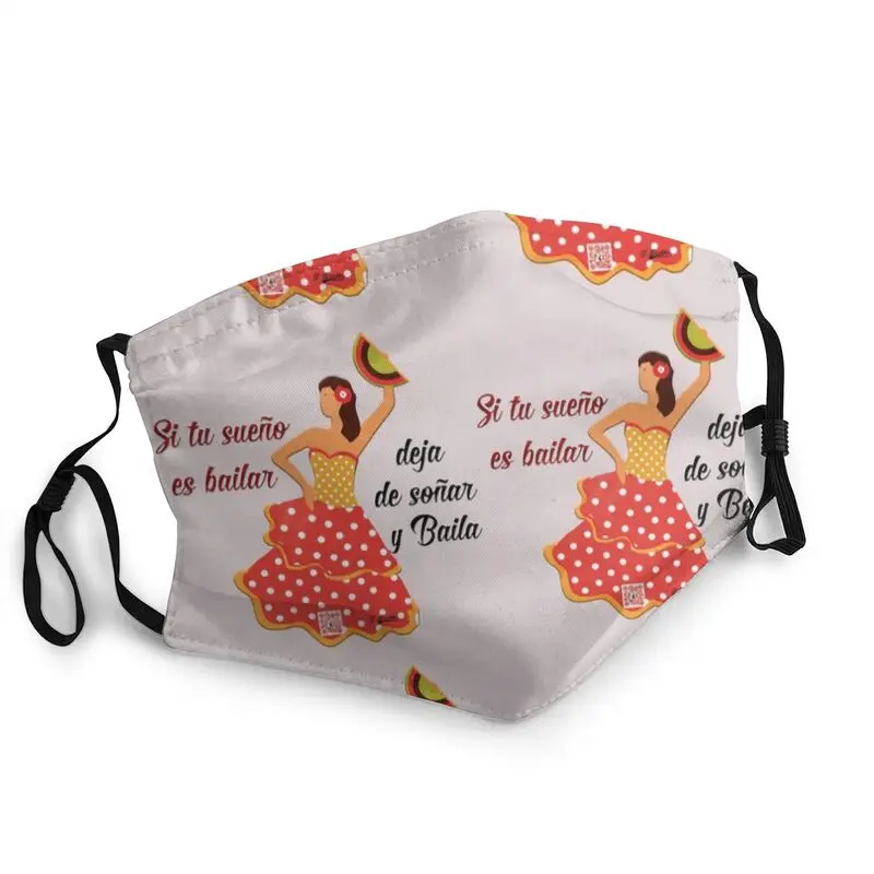 

Spain Flamenco Dancer Reusable Unisex Face Mask Spanish Dance Anti Dust Protection Cover Respirator Mouth Muffle