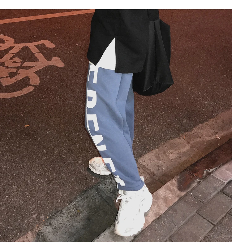 Plus Velvet Thick Joggers Pants Men's Fashion Letters Printed Casual Sweatpants Men Street Wild Hip Hop Loose Trousers Mens