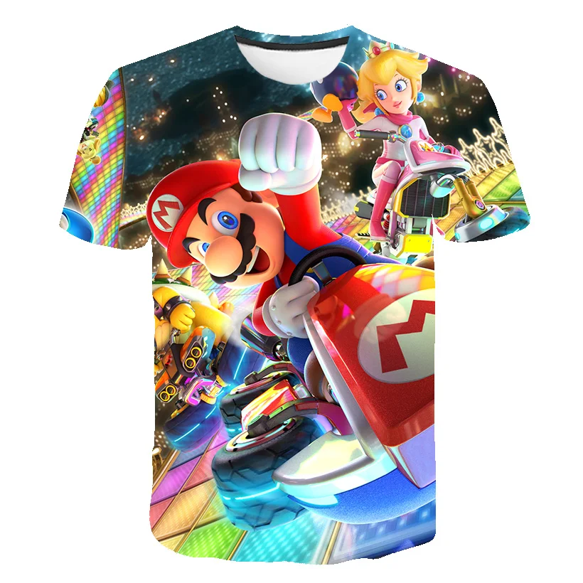 

2021 New 3D Super Mario T-Shirt Print Girls Funny Clothes Boys Costume Children Clothes Hot Cartoon Kids Designer T-Shirt Baby T