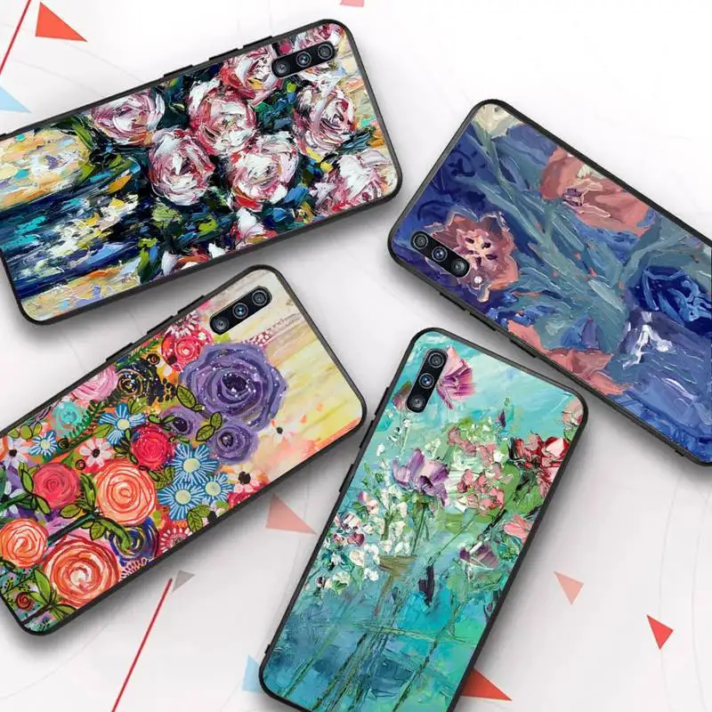 

Boho Flower Art Abstract oil painting Phone Case for Samsung Galaxy A 51 30s a71 Soft Silicone Cover for A21s A70 10 A30