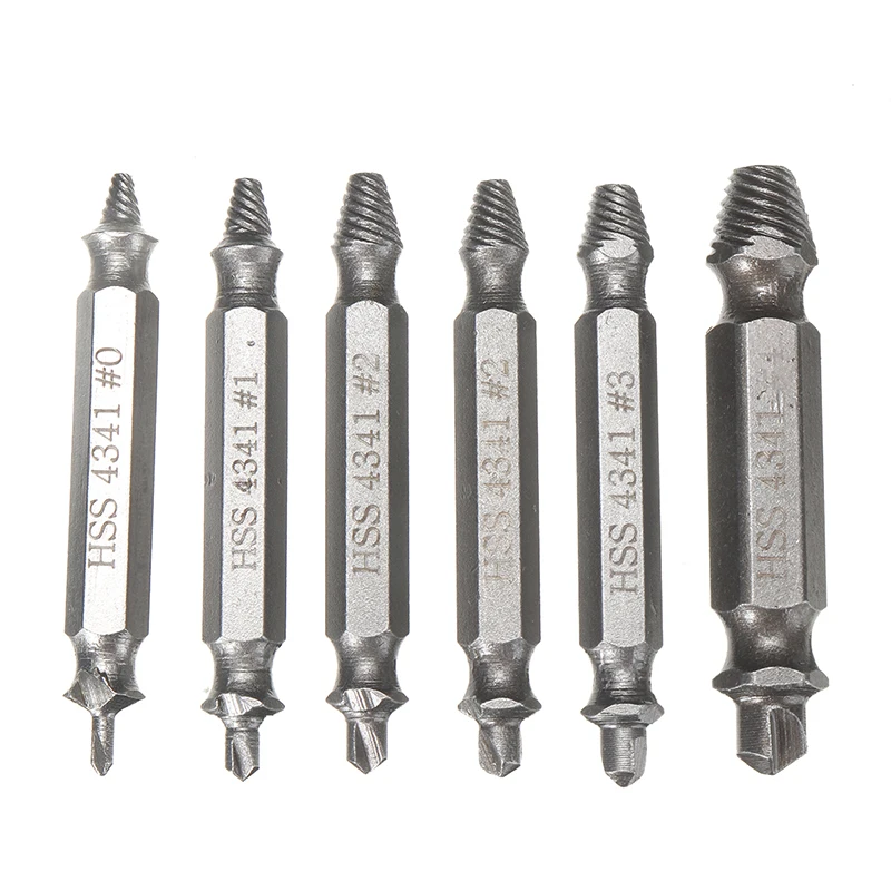 

6pcs Damaged Screw Extractor Drill Bit HSS Bolt Stud Quickly Remover Tool Kit Broken Screw Stripped Out Tool