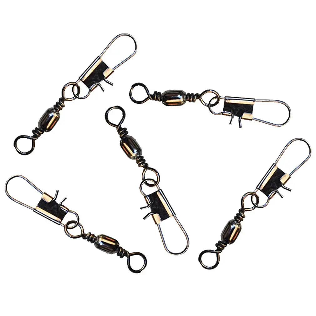 

FISH 100PCS/Lot Fishing Connector Pin Bearing Rolling Swivel Stainless Steel with Snap Fishhook Lure Tackle NEW