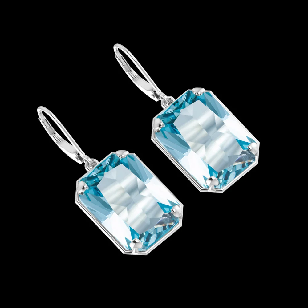 szjinao real sterling silver 925 earrings for women long brand jewelry gemstone aquamarine 925 silver earring brilliant gift hot free global shipping