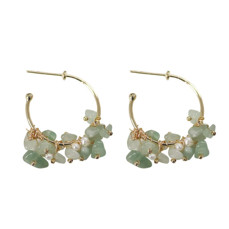 Зеленые Серьги oorringen с кристаллами и камнями серьги кольца золотистой нитью