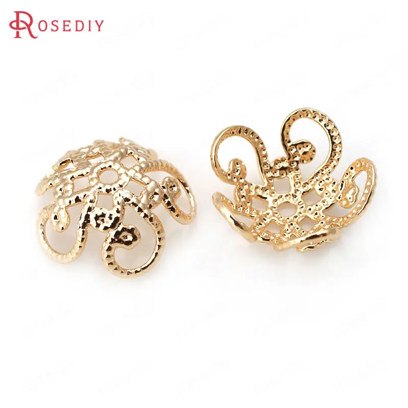 Wholesale 10*4.5mm 24K Champagne Gold color Flower Brass Bead Caps High Quality Diy Findings Accessories(JM3830) | Украшения и
