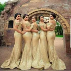 Платье с блестками платье Русалка платье подружки невесты золотистое платье для выпускного вечера вечерние платья с открытыми плечами для выпускного вечера