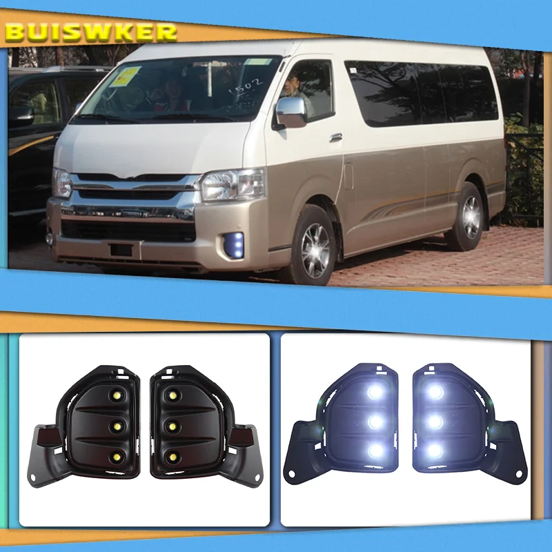 

Автомобильные противотуманные фары, 2 светодиодный т., 12 В, ABS, дневные ходовые огни для Toyota Hiace 2014, 2015, 2016, 2017, 2018 с указателем поворота