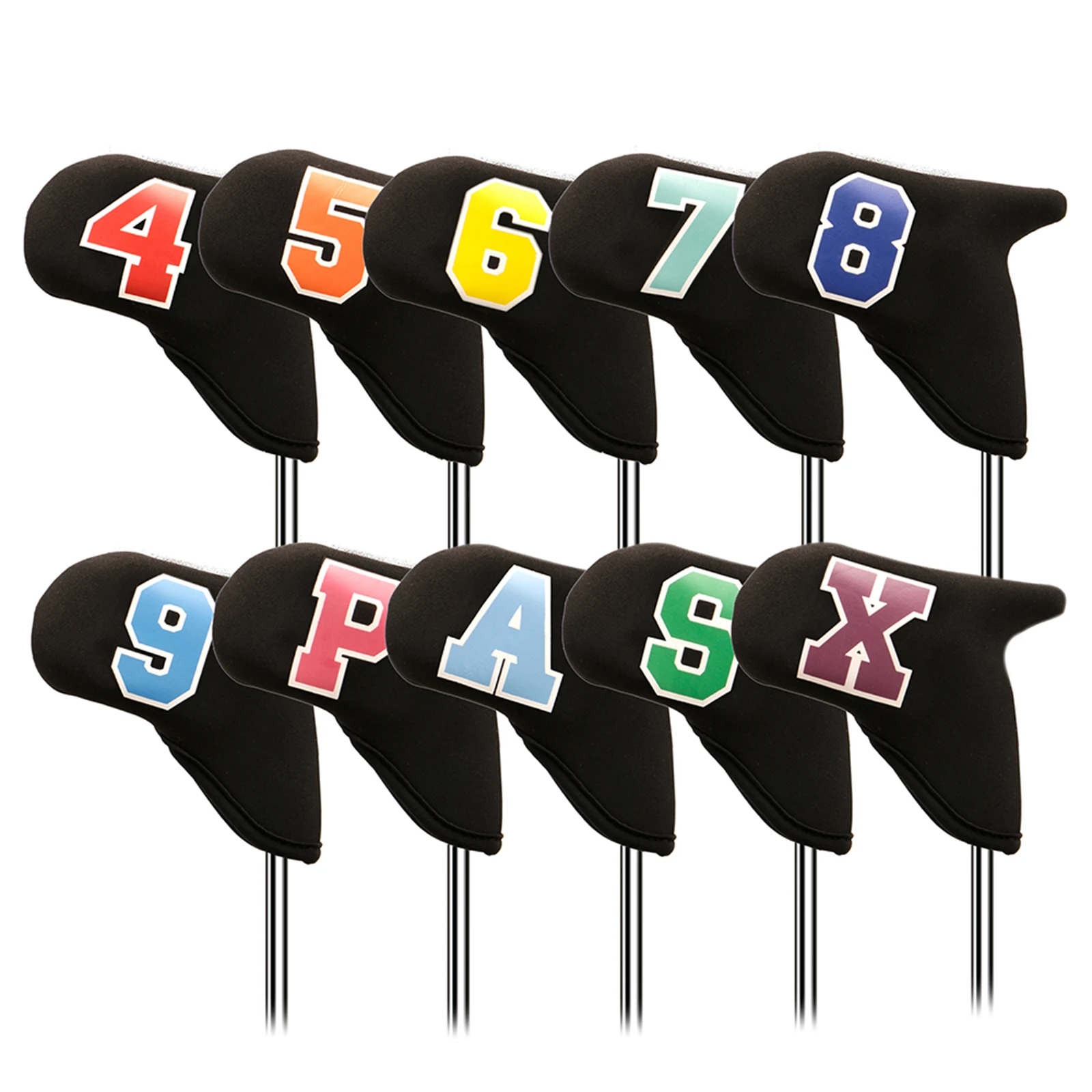 

10Pcs Golf Club Head Covers Iron Cover Set Hybrid Headcover with Ear Design , Easy to Use