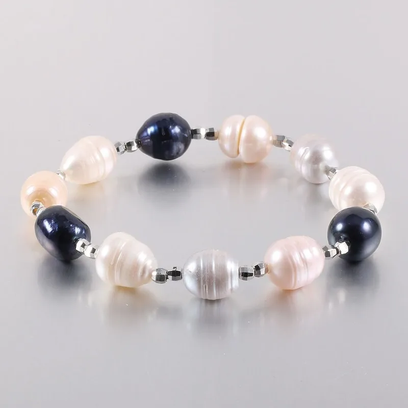 

Pearl Necklace Natural Freshwater Pearl 9-10mm Stainless Steel Wild Camouflage Bracelet DIY Handmade Jewelry Gift For Women