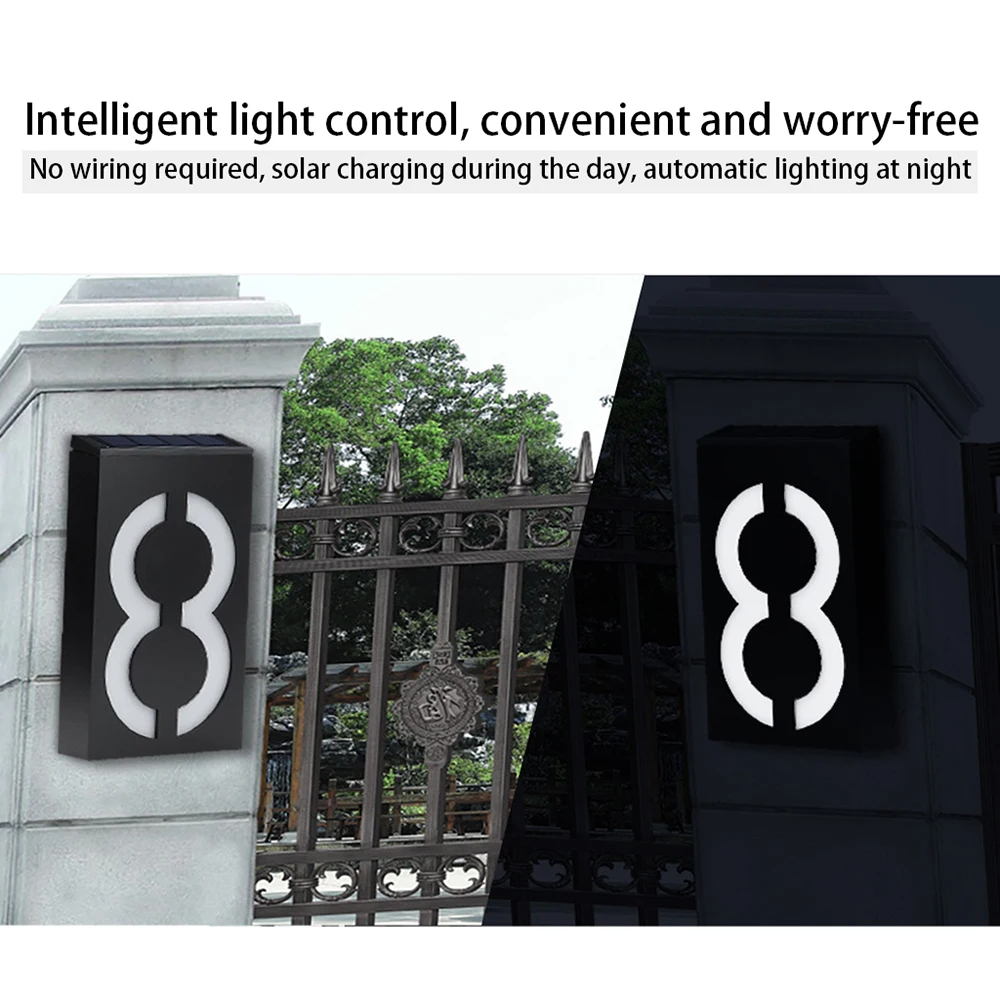 LED Solar Power Light Sign House Hotel Door Address Plaque Number Digits Plate Lamp Outdoor Home Wall new | Лампы и освещение